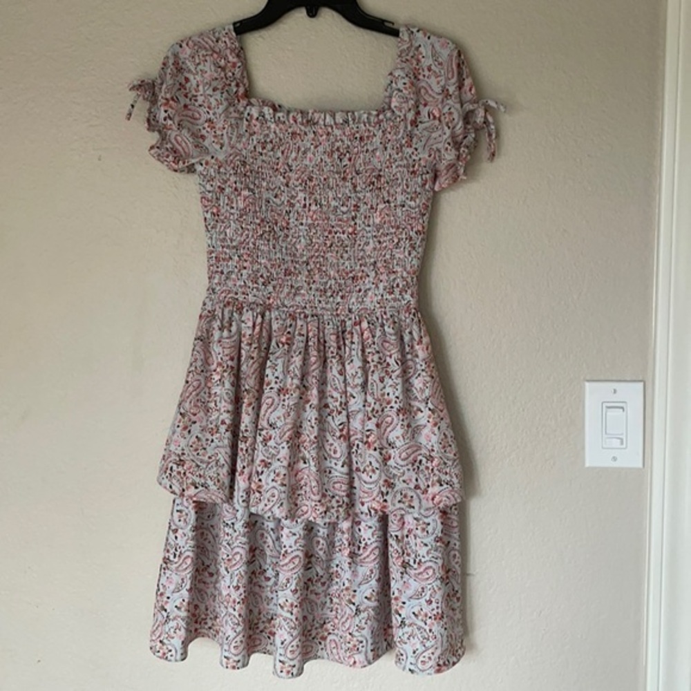 Rare Editions Smocked waste ruffle tiered bottom dress